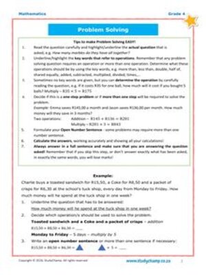 cover image of Grade 4 Maths Worksheet: Problem Solving
